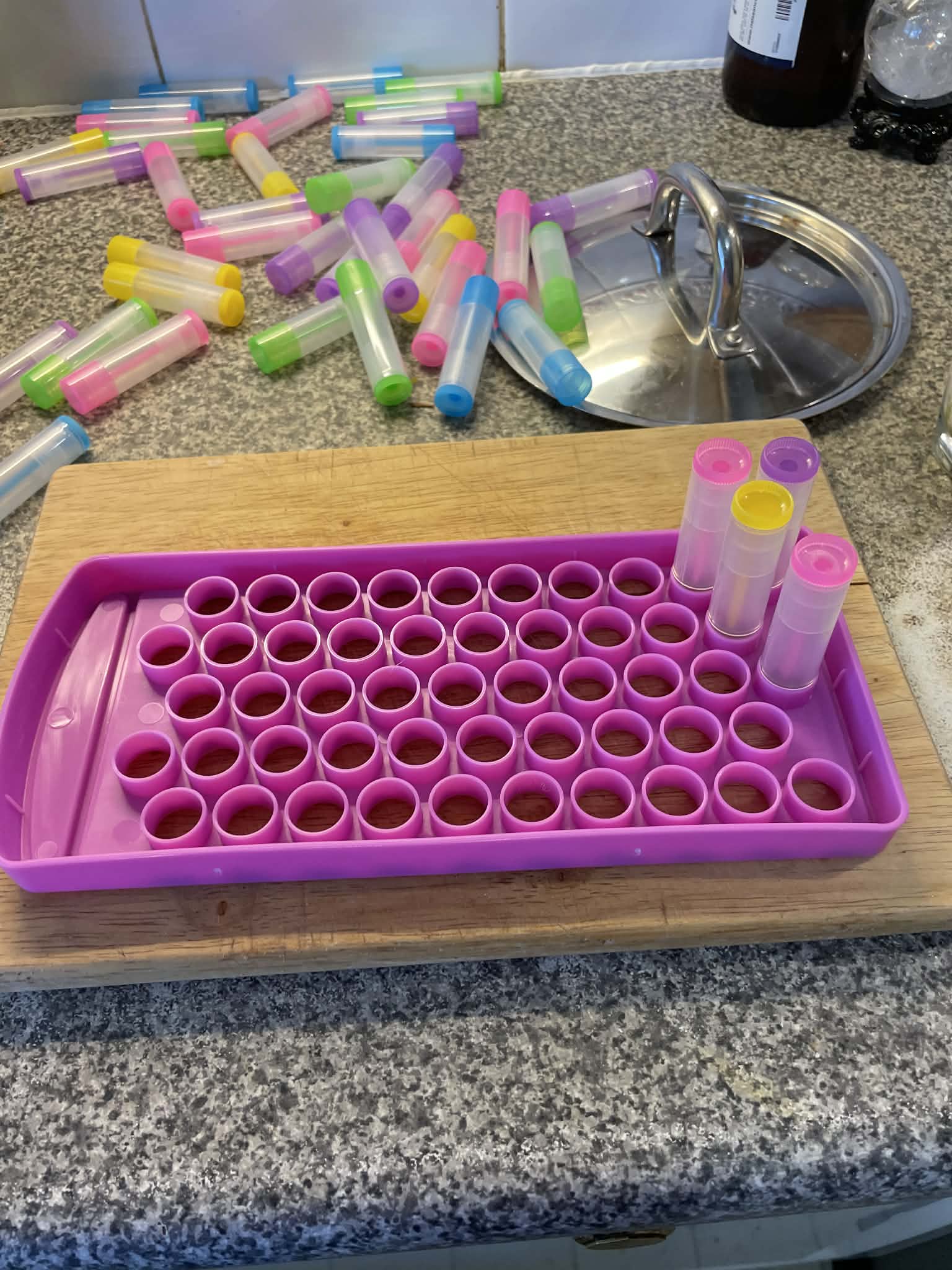 I Made Lip Balm. That's It. That's the Whole Thing. Lip balm setting in tubes